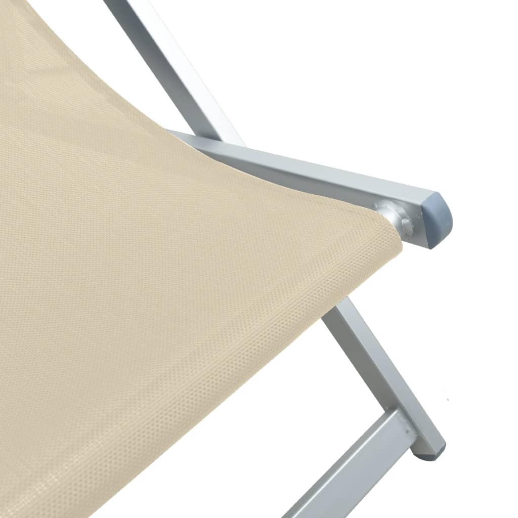 Strandstolar Hopfällbara 2 St Gräddvit Aluminium Och Textilen