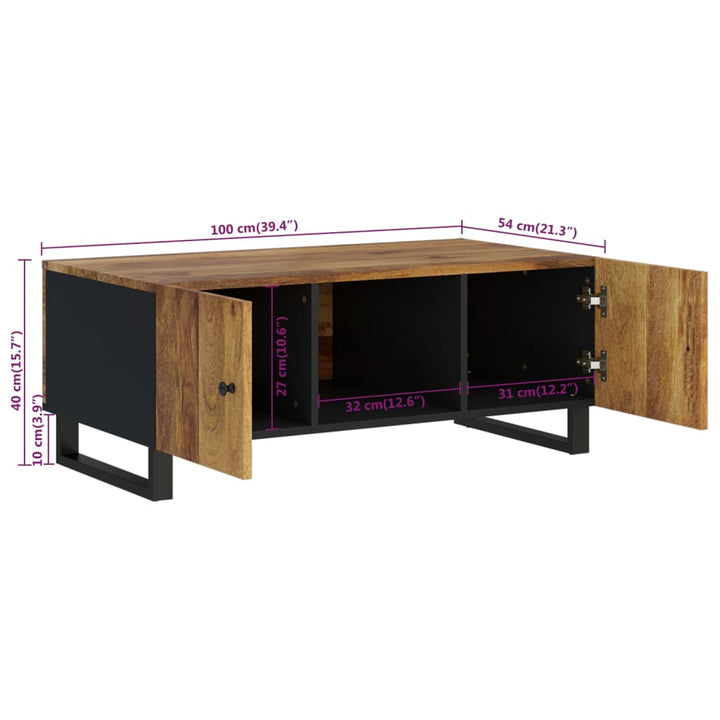 Soffbord 100X54X40 Cm Massivt Mangoträ Och Konstruerat Trä