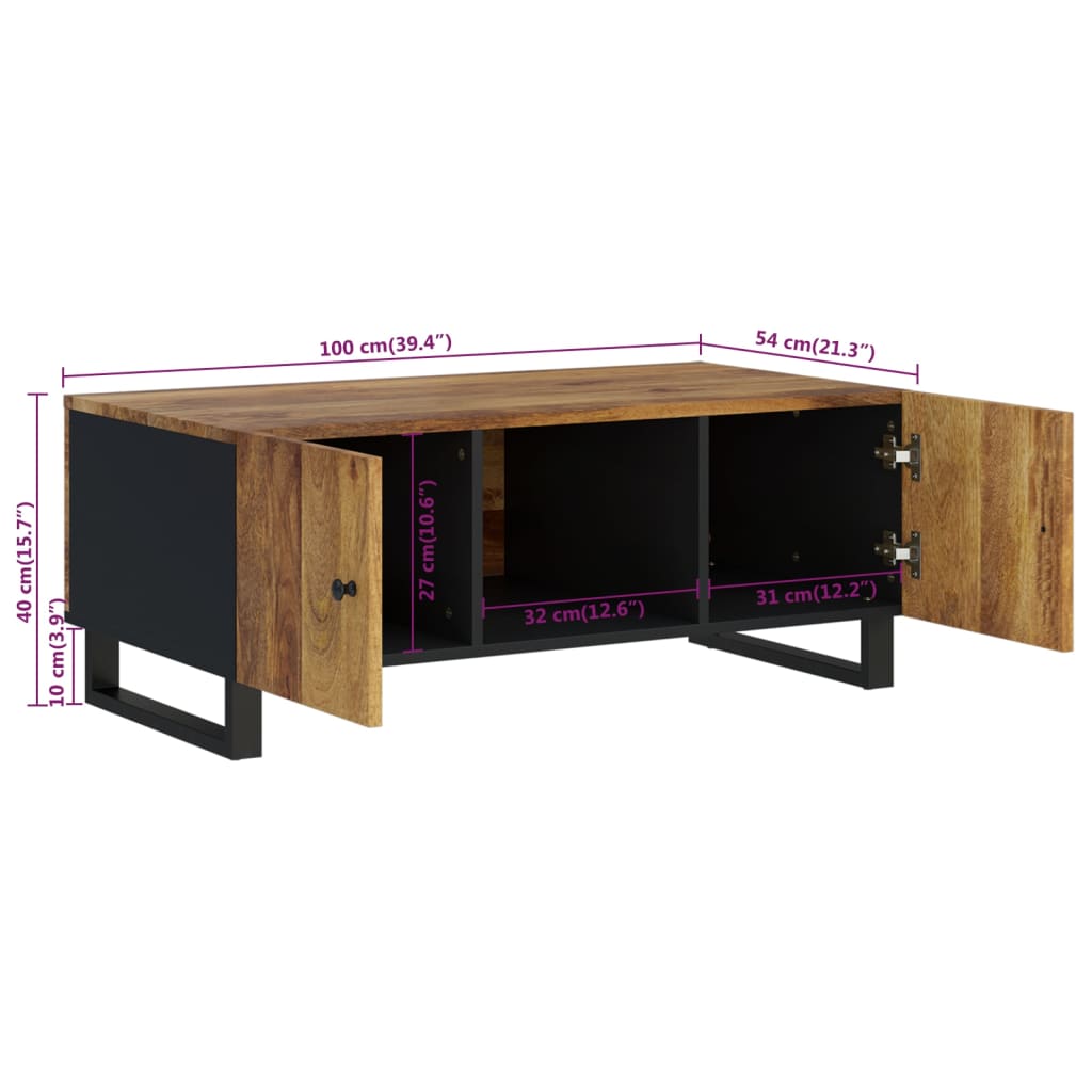 Soffbord 100X54X40 Cm Massivt Mangoträ Och Konstruerat Trä
