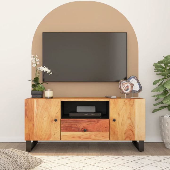 Tv-Skåp 105X33,5X46 Cm Massivt Akacia Och Konstruerat Trä
