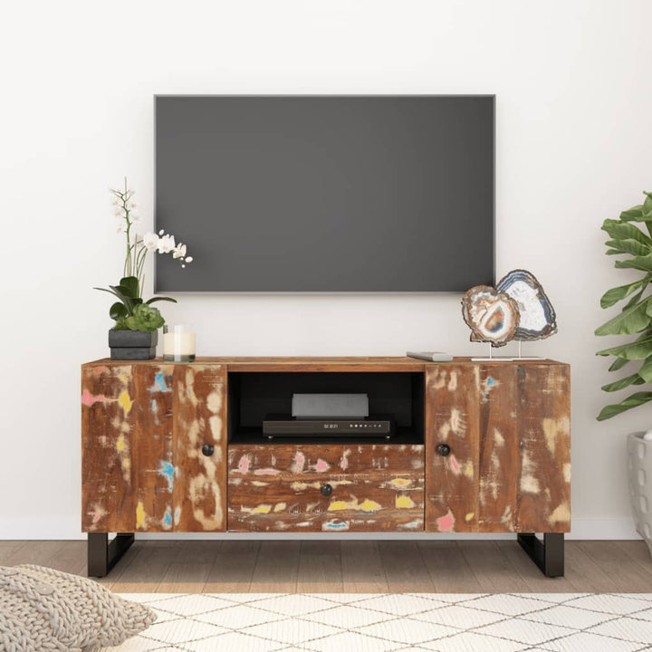 Tv-Skåp 105X33,5X46 Cm Massivt Akacia Och Konstruerat Trä