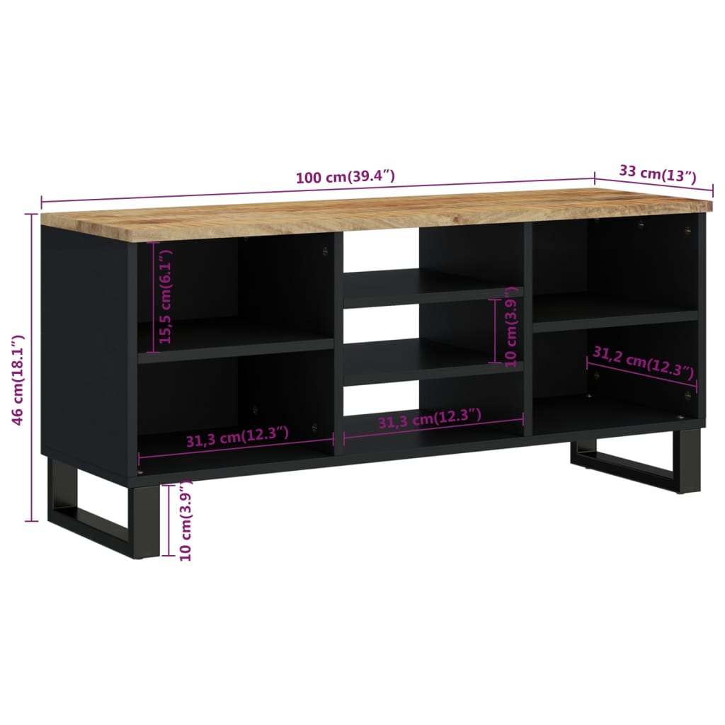 Tv-Skåp 100X33X46 Cm Massivt Mangoträ Och Konstruerat Trä