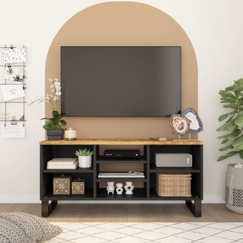 Tv-Skåp 100X33X46 Cm Massivt Mangoträ Och Konstruerat Trä