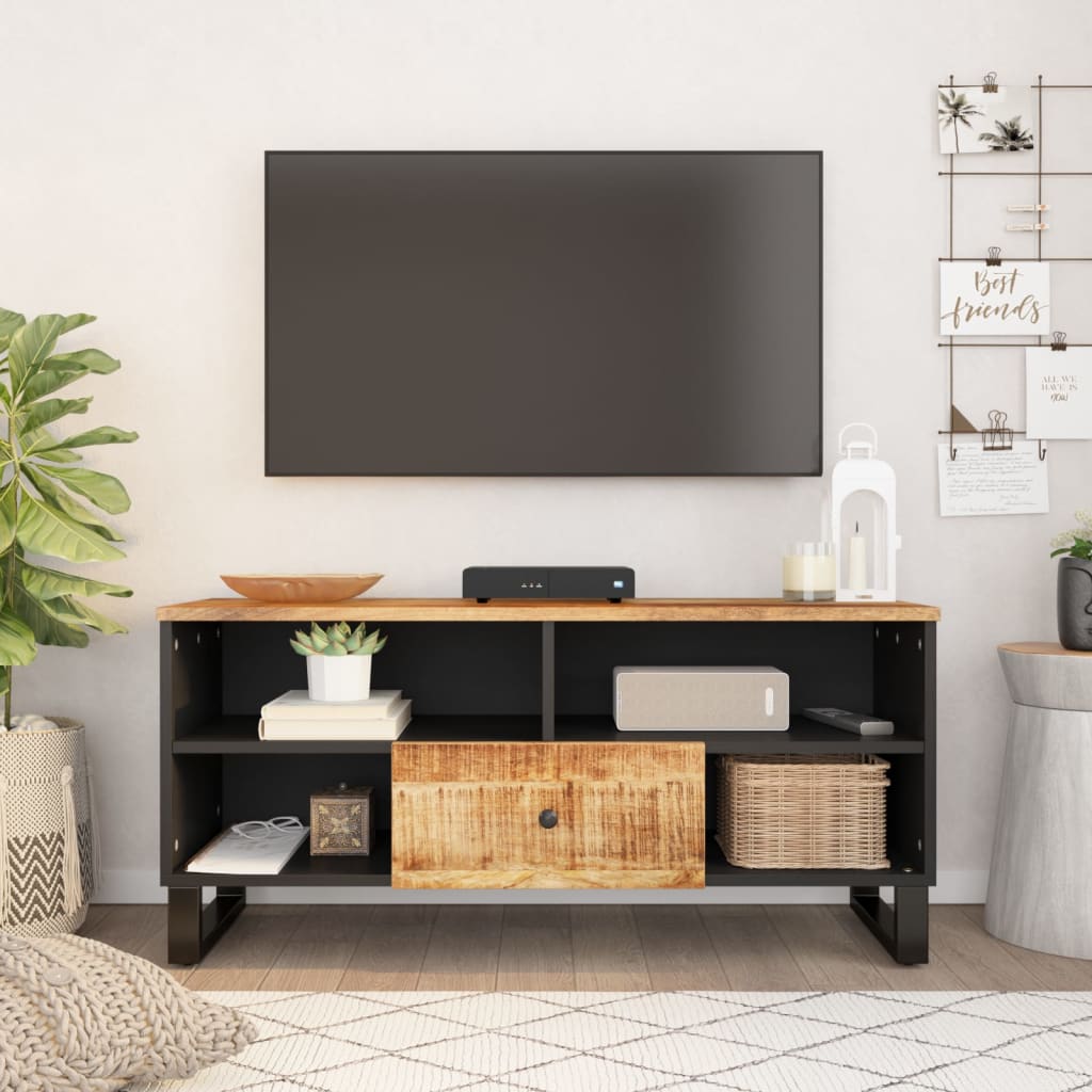 Tv-Skåp 100X33X46 Cm Massivt Mangoträ Och Konstruerat Trä