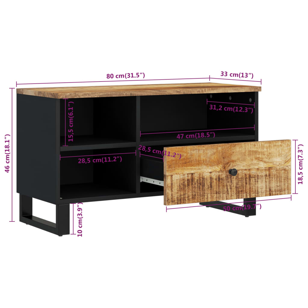 Tv-Skåp 80X33X46 Cm Massivt Mangoträ Och Konstruerat Trä