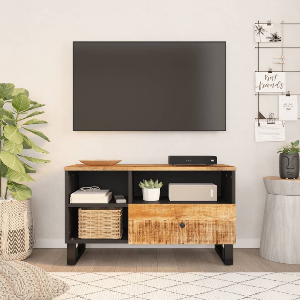 Tv-Skåp 80X33X46 Cm Massivt Mangoträ Och Konstruerat Trä