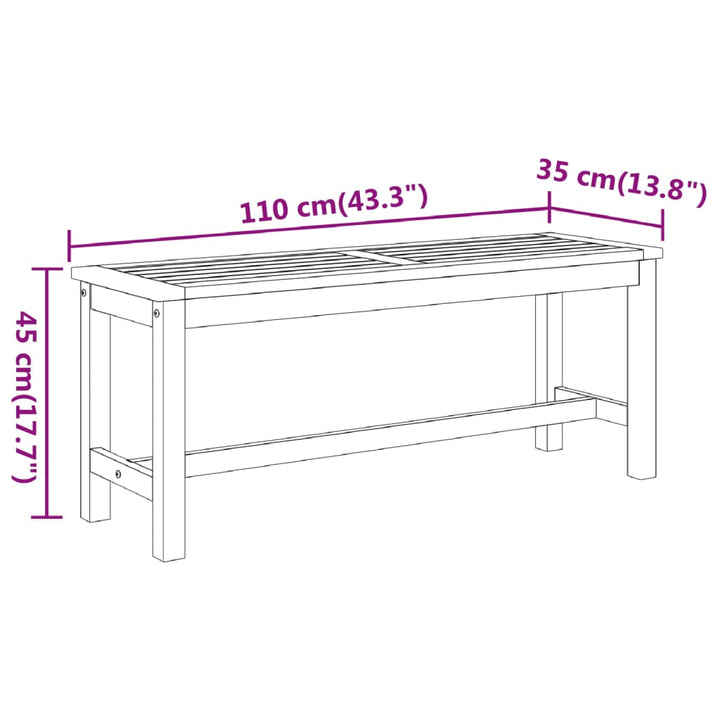 Trädgårdsbänk 110X35X45 Cm Massivt Akaciaträ