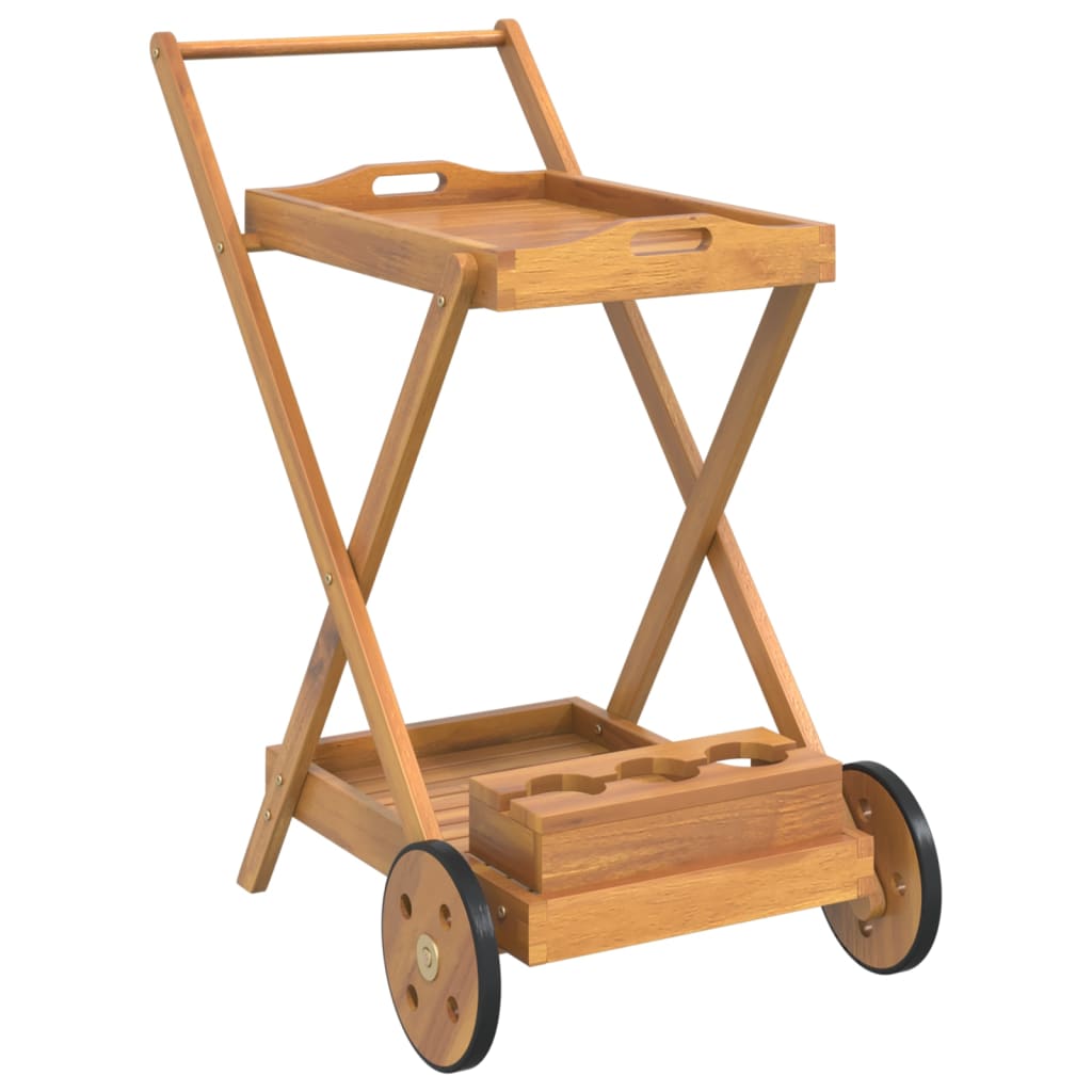 Serveringsvagn 54X87X90 Cm Massivt Akaciaträ