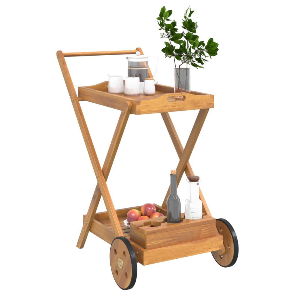 Serveringsvagn 54X87X90 Cm Massivt Akaciaträ