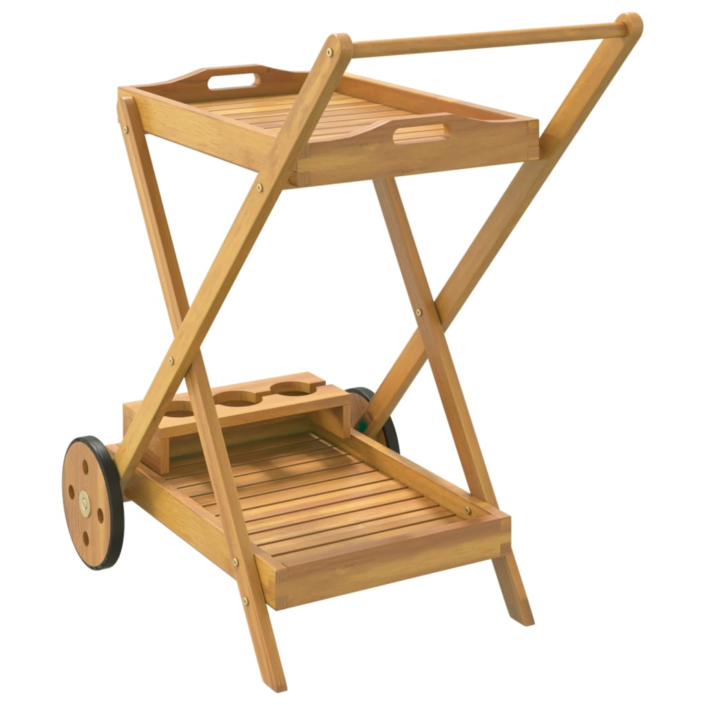 Serveringsvagn 54X87X90 Cm Massivt Akaciaträ