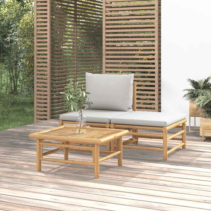 Loungegrupp För Trädgården 3 Delar Dynor Bambu