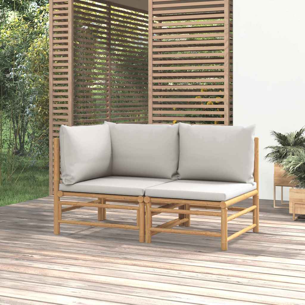 Loungegrupp För Trädgården 3 Delar Dynor Bambu