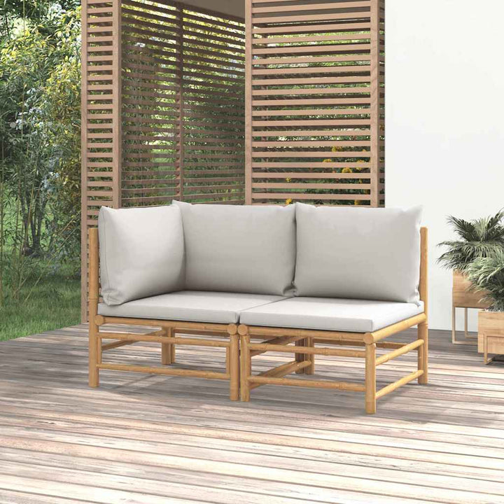 Loungegrupp För Trädgården 3 Delar Dynor Bambu