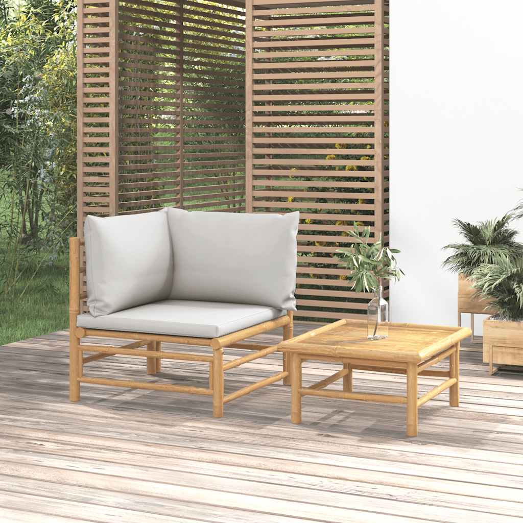 Loungegrupp För Trädgården 3 Delar Dynor Bambu
