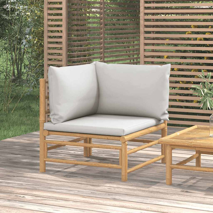 Loungegrupp För Trädgården 3 Delar Dynor Bambu