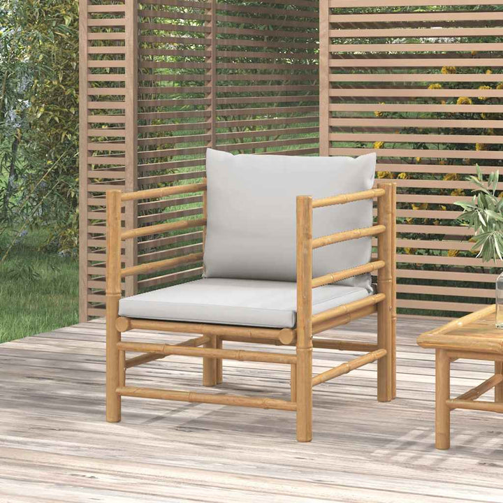 Loungegrupp För Trädgården 3 Delar Dynor Bambu