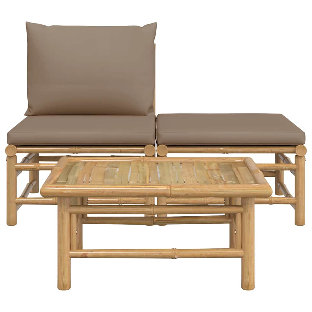 Loungegrupp För Trädgården 3 Delar Dynor Bambu