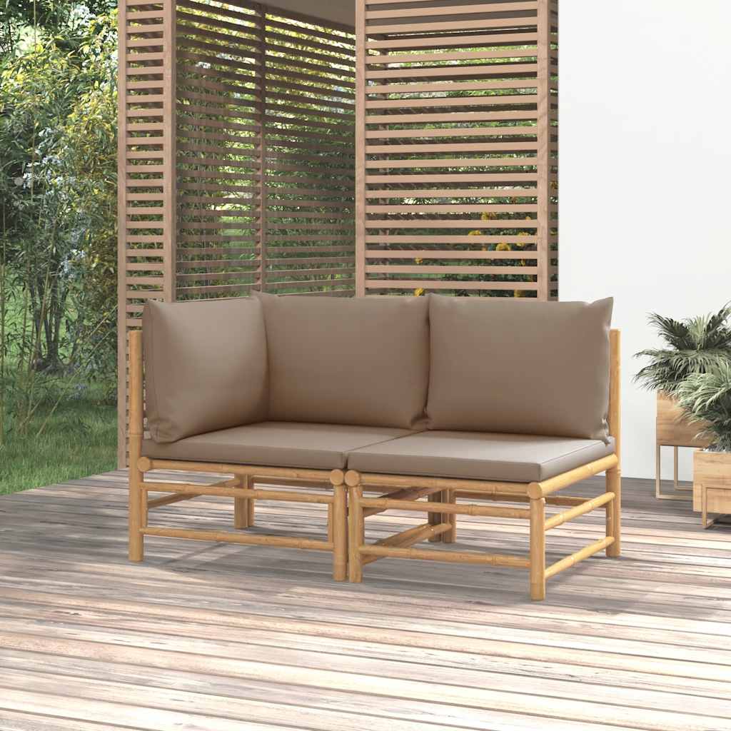 Loungegrupp För Trädgården 3 Delar Dynor Bambu