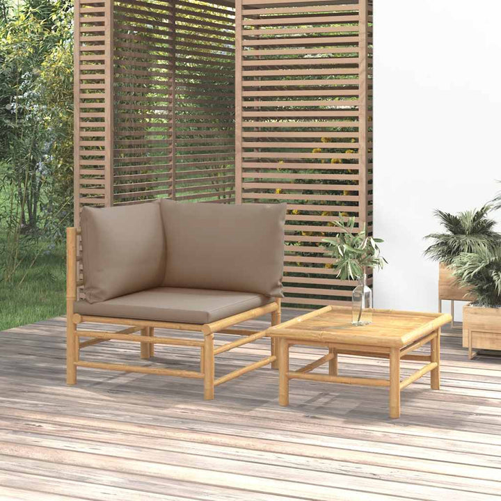 Loungegrupp För Trädgården 3 Delar Dynor Bambu