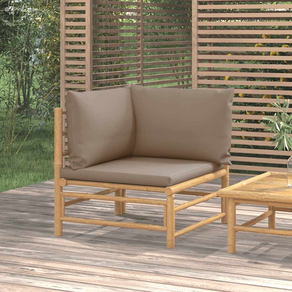 Loungegrupp För Trädgården 3 Delar Dynor Bambu