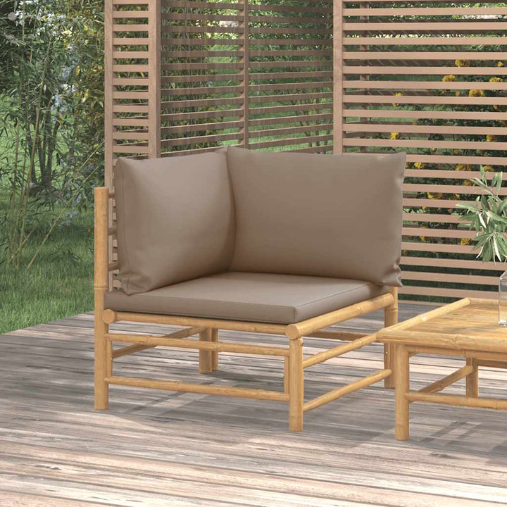Loungegrupp För Trädgården 3 Delar Dynor Bambu