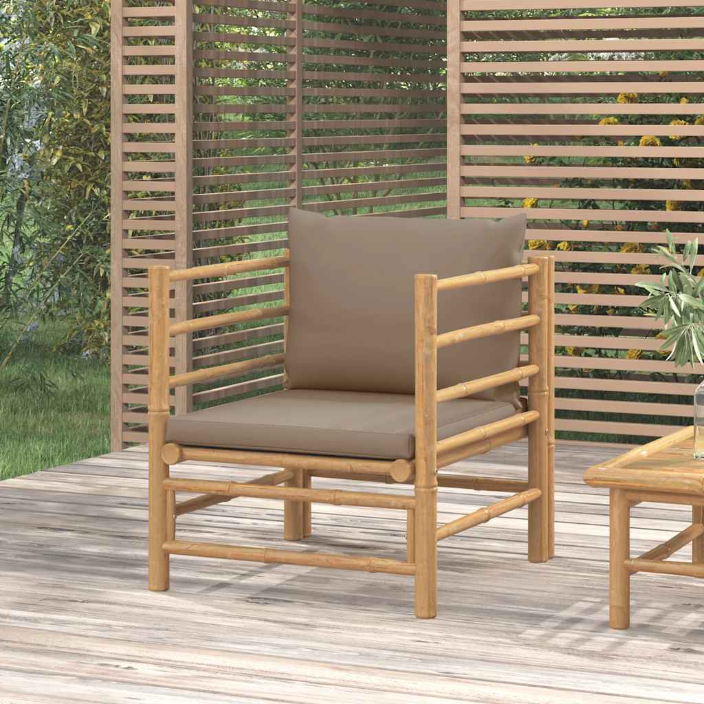 Loungegrupp För Trädgården 3 Delar Dynor Bambu