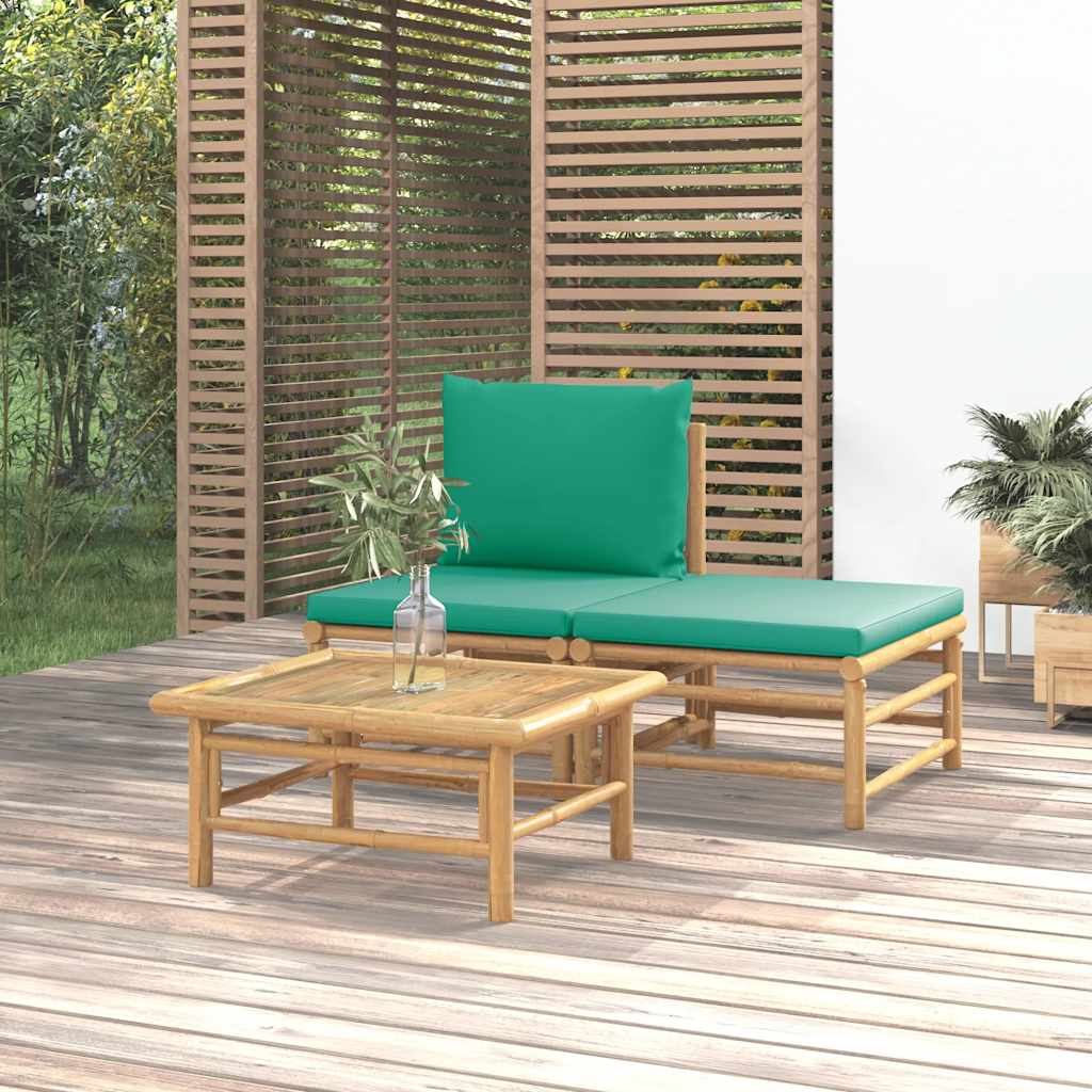 Loungegrupp För Trädgården 3 Delar Dynor Bambu