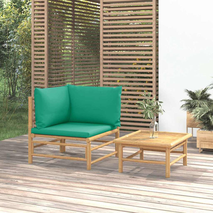 Loungegrupp För Trädgården 3 Delar Dynor Bambu