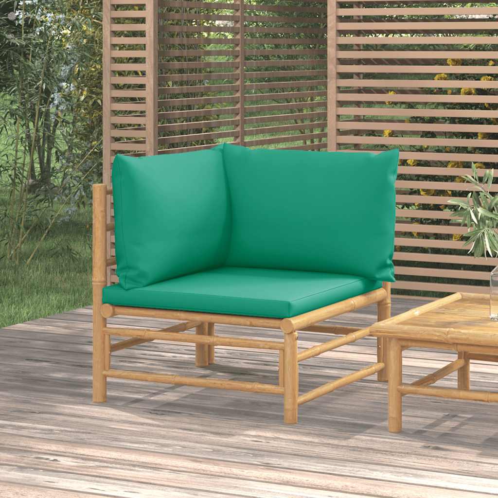 Loungegrupp För Trädgården 3 Delar Dynor Bambu