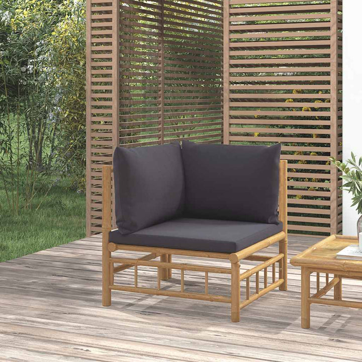 Loungegrupp För Trädgården Med Gräddvita Dynor 3 Delar Bambu
