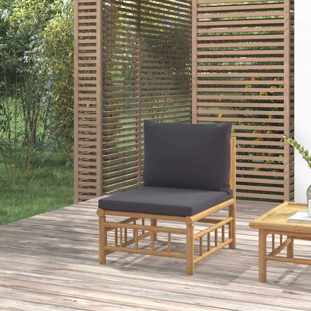 Loungegrupp För Trädgården Med Gräddvita Dynor 3 Delar Bambu