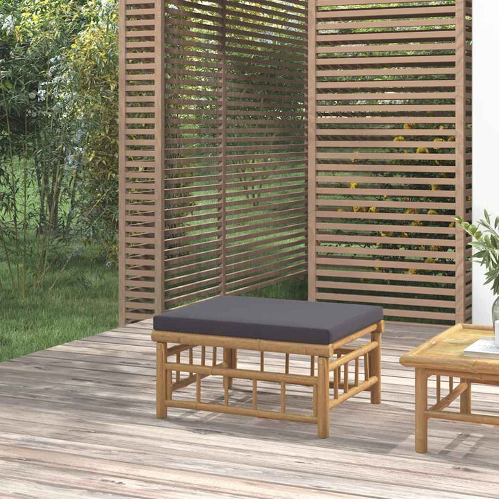 Loungegrupp För Trädgården Med Gräddvita Dynor 3 Delar Bambu