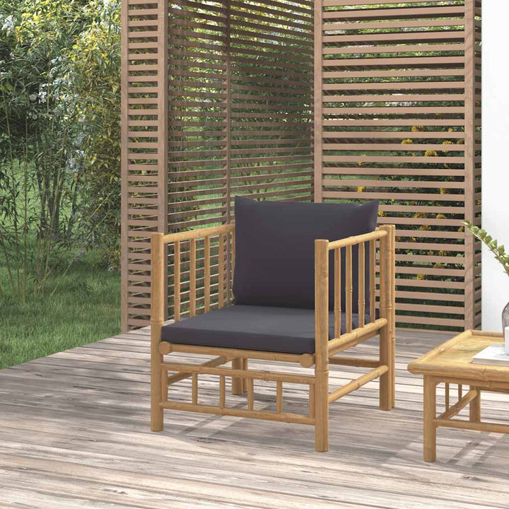 Loungegrupp För Trädgården Med Gräddvita Dynor 3 Delar Bambu