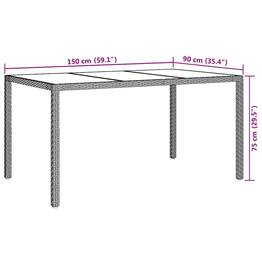 Trädgårdsbord Brun 150 X 90 X 75 Cm Konstrotting