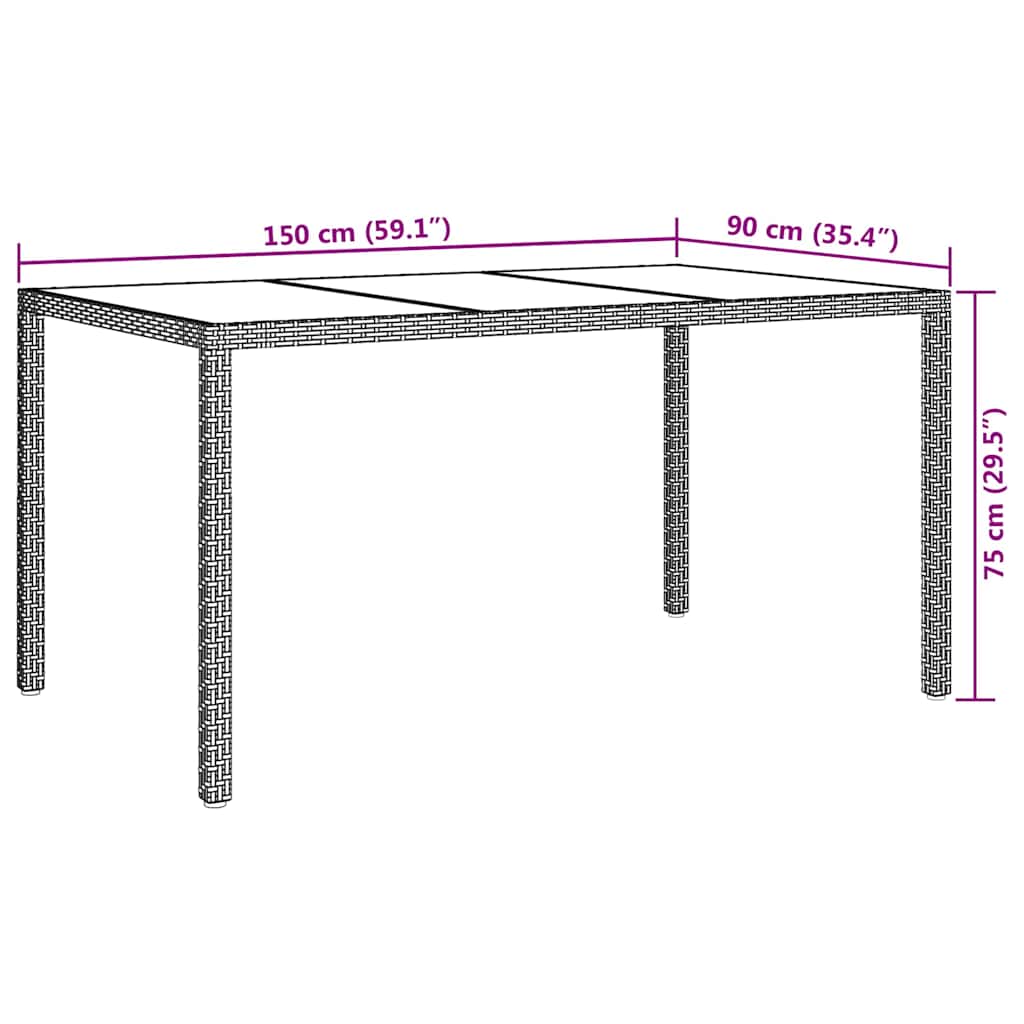 Trädgårdsbord Svart 150 X 90 X 75 Cm Konstrotting