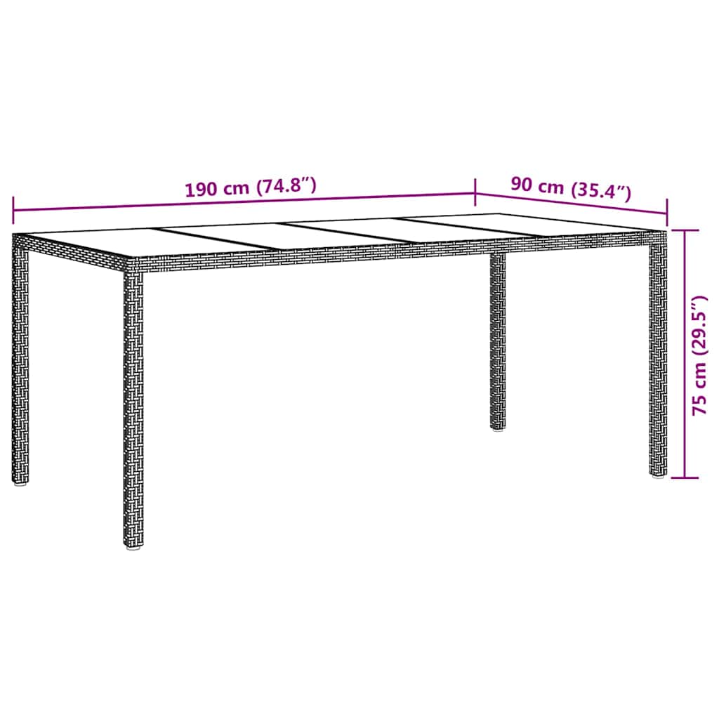 Trädgårdsbord Vit 190 X 90 X 75 Cm Konstrotting