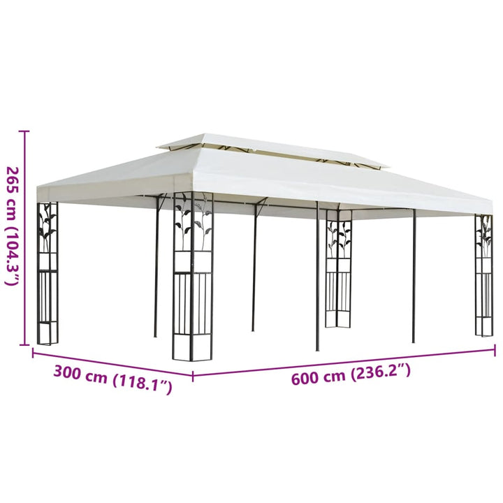 Paviljong Med Dubbeltak Vit 6X3 M Stål