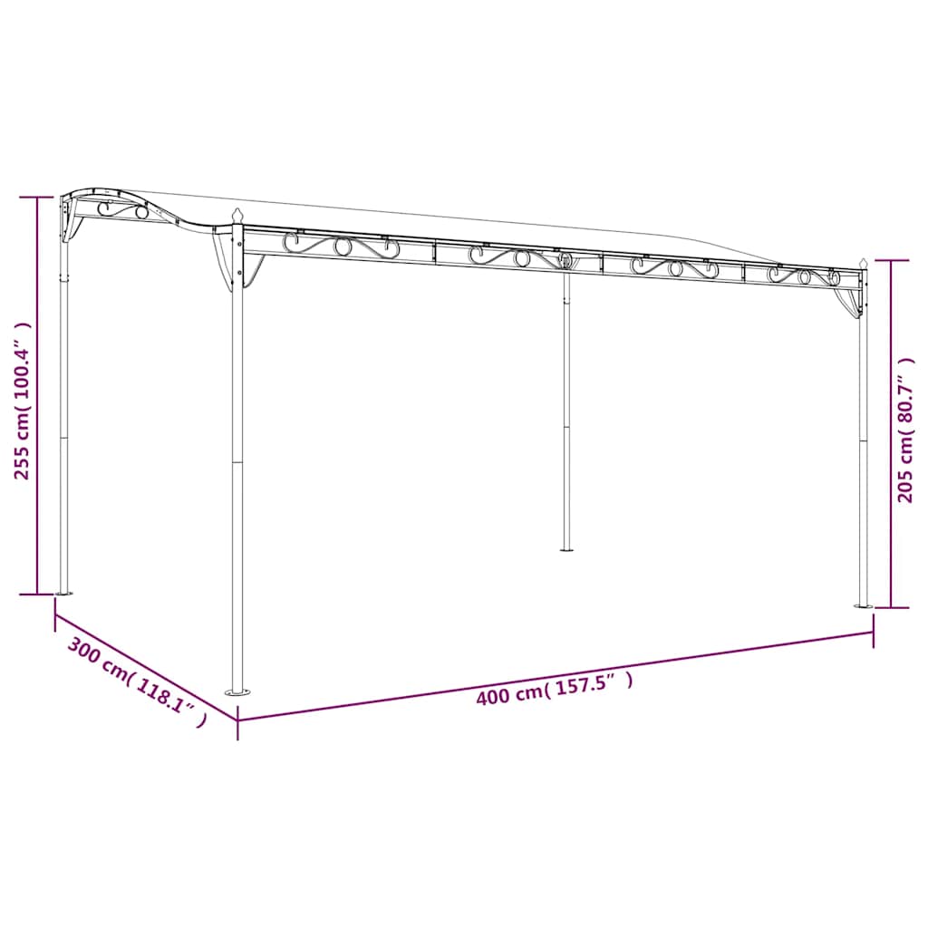 Paviljong Gräddvit 4X3 M 180 G/M² Tyg Och Stål