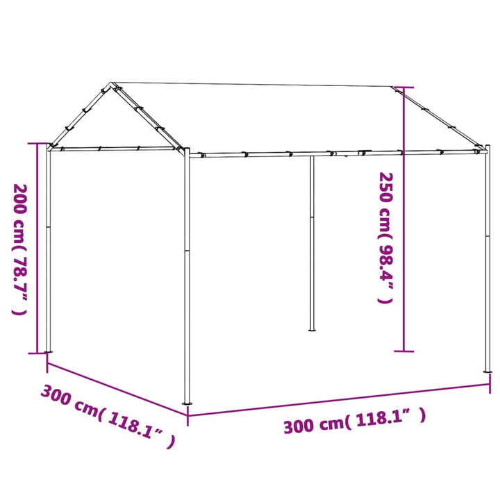 Paviljong Antracit 3X3 M Stål Och Tyg