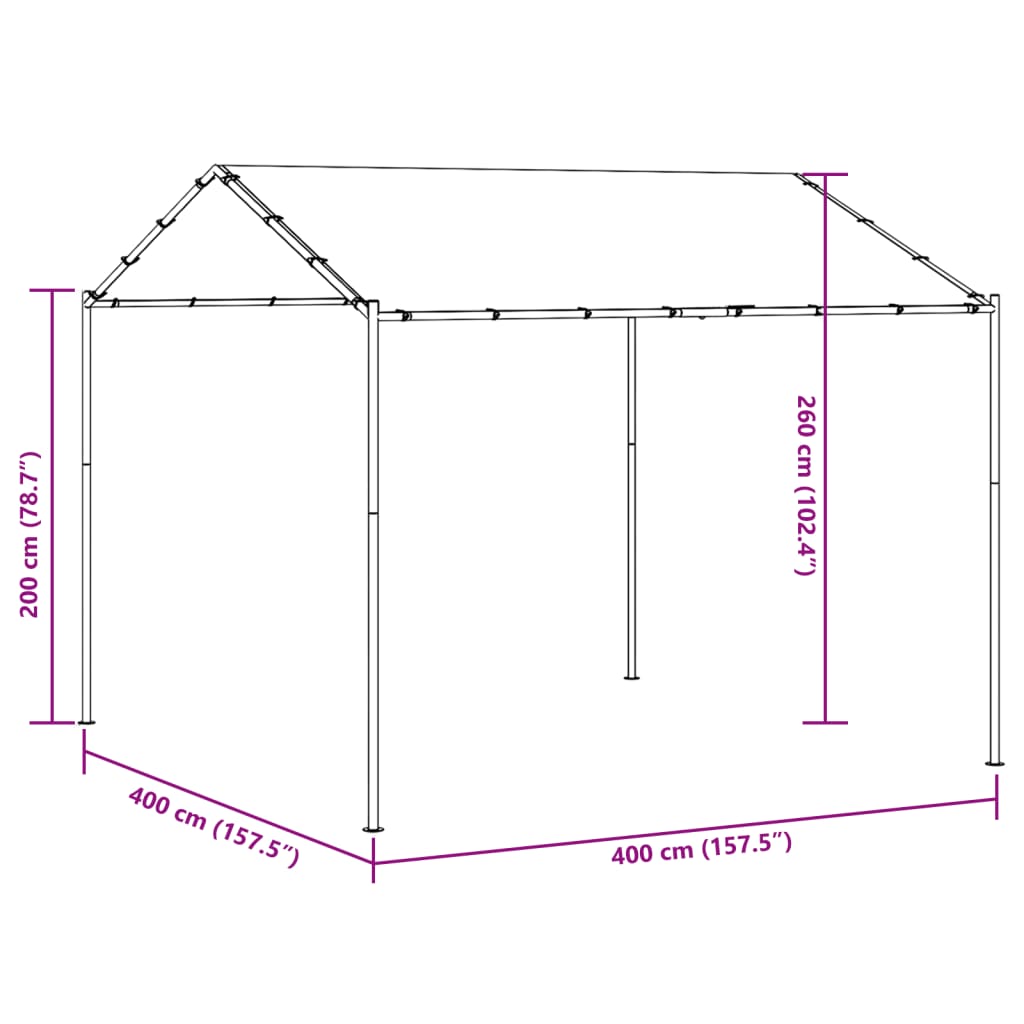 Paviljong Antracit 4X4 M Stål Och Tyg