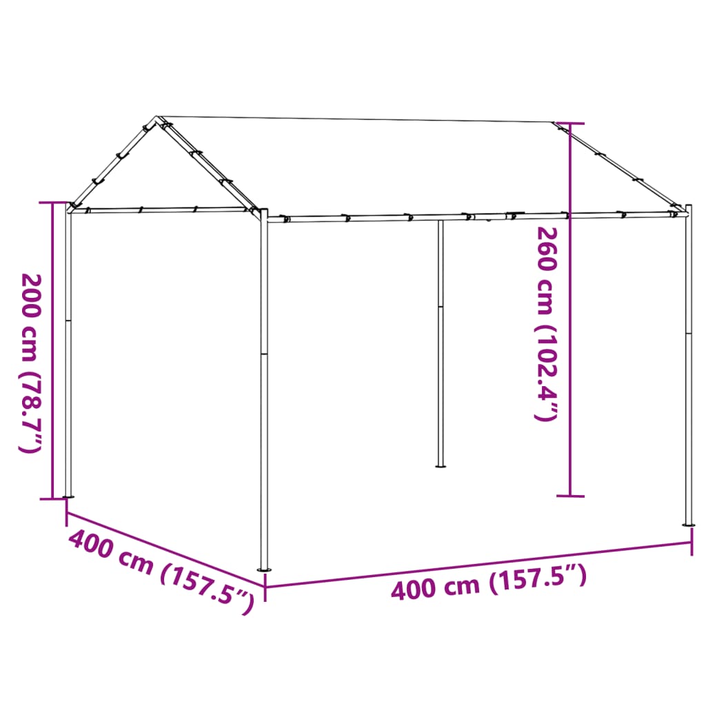 Paviljong Beige 4X4 M Stål Och Tyg