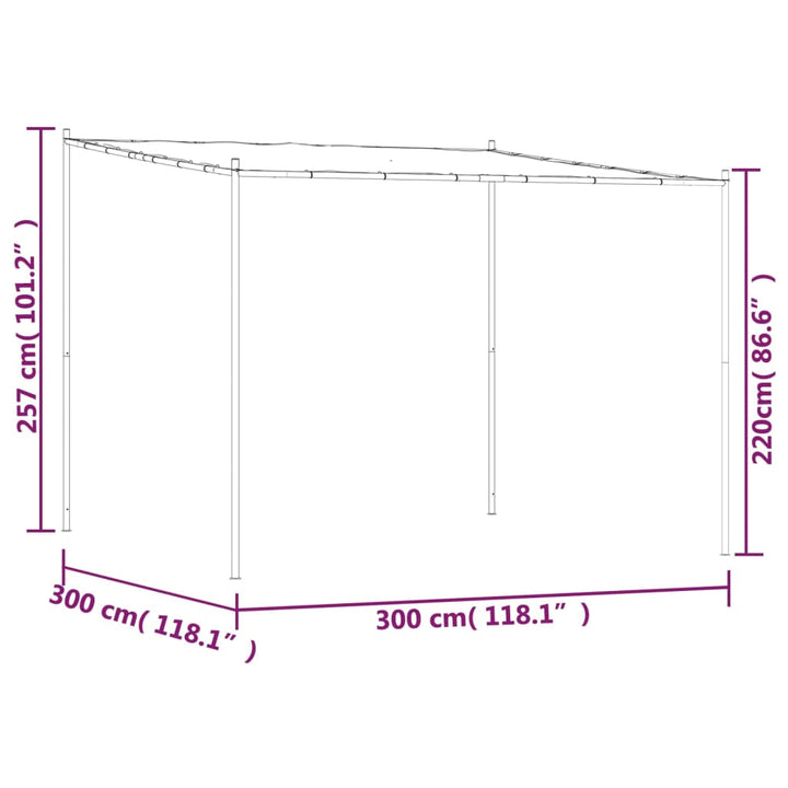 Paviljong Vit 3X3 M 180 G/M² Tyg Och Stål