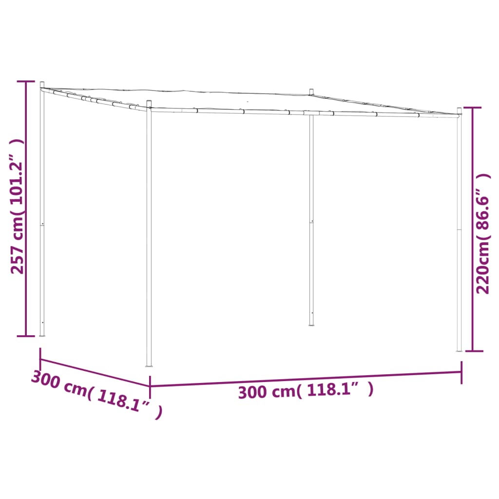Paviljong Beige 3X3 M 180 G/M² Tyg Och Stål