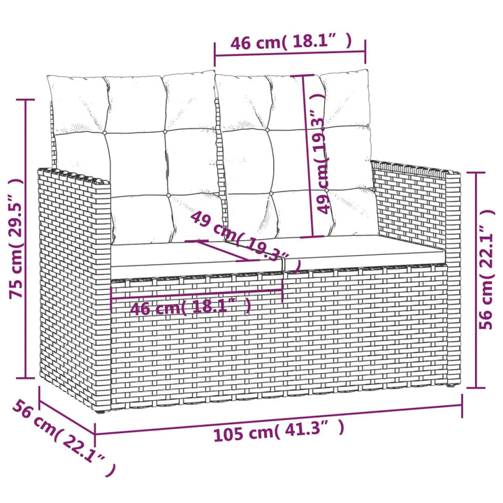 Trädgårdsbänk Med Dynor 105 Cm Konstrotting