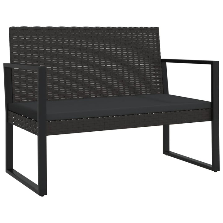 Trädgårdsbänk Med Dynor Svart 106 Cm Konstrotting