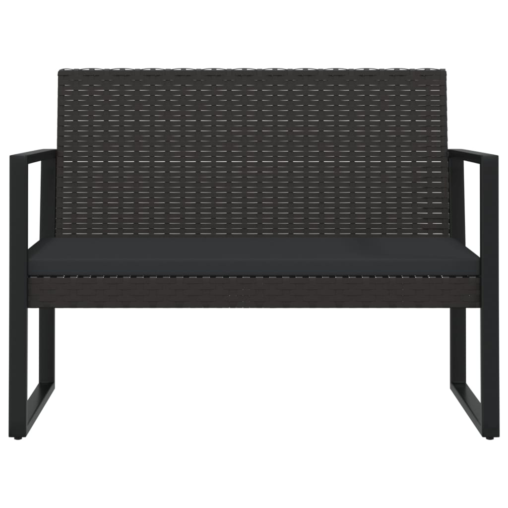 Trädgårdsbänk Med Dynor Svart 106 Cm Konstrotting