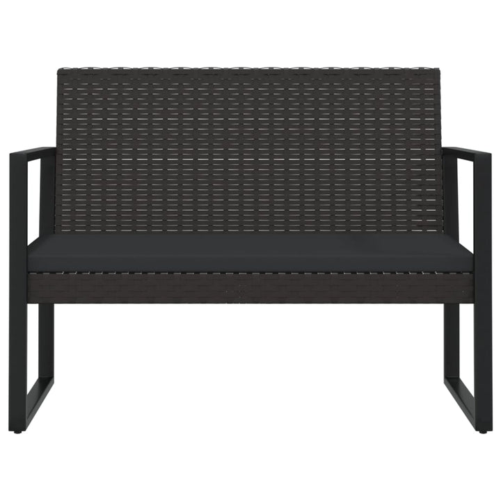 Trädgårdsbänk Med Dynor Svart 106 Cm Konstrotting