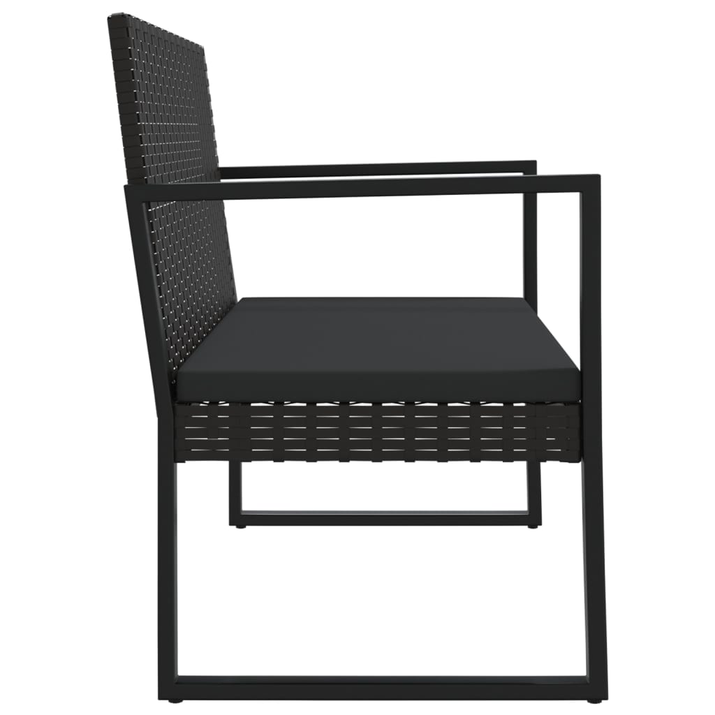 Trädgårdsbänk Med Dynor Svart 106 Cm Konstrotting