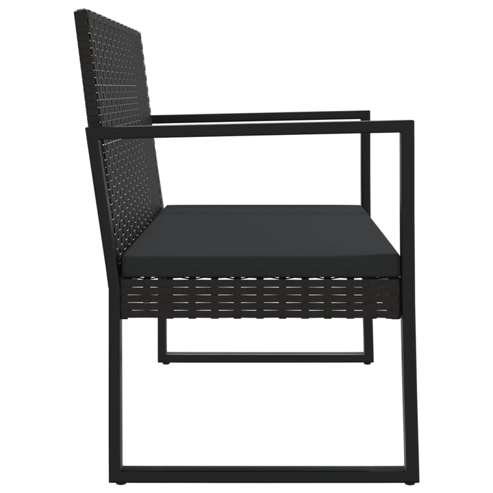 Trädgårdsbänk Med Dynor Svart 106 Cm Konstrotting