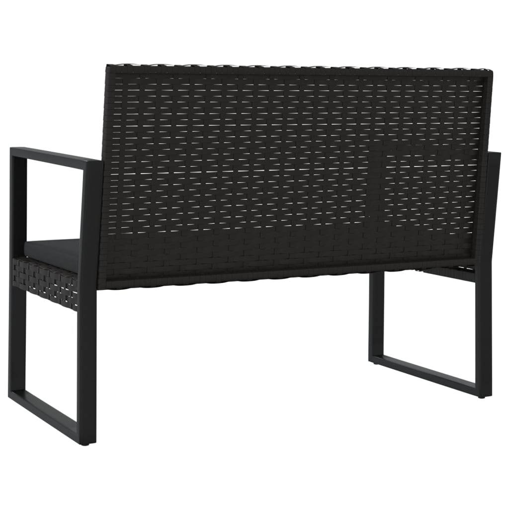 Trädgårdsbänk Med Dynor Svart 106 Cm Konstrotting